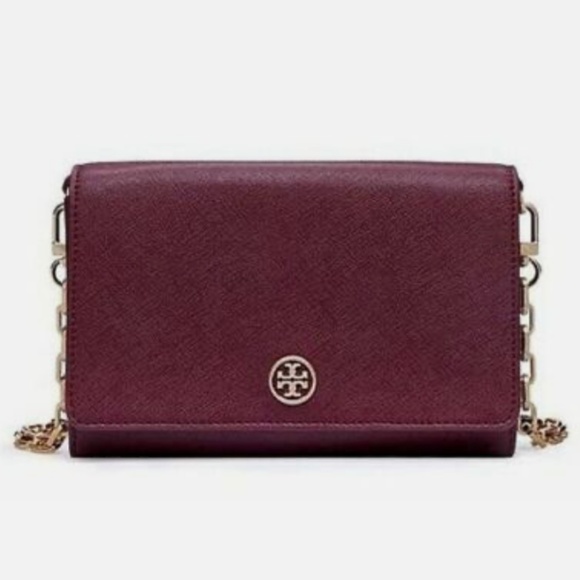 Tory Burch Handbags - Tory Burch Shiraz Saffiano Leather Robinson Chain Wallet